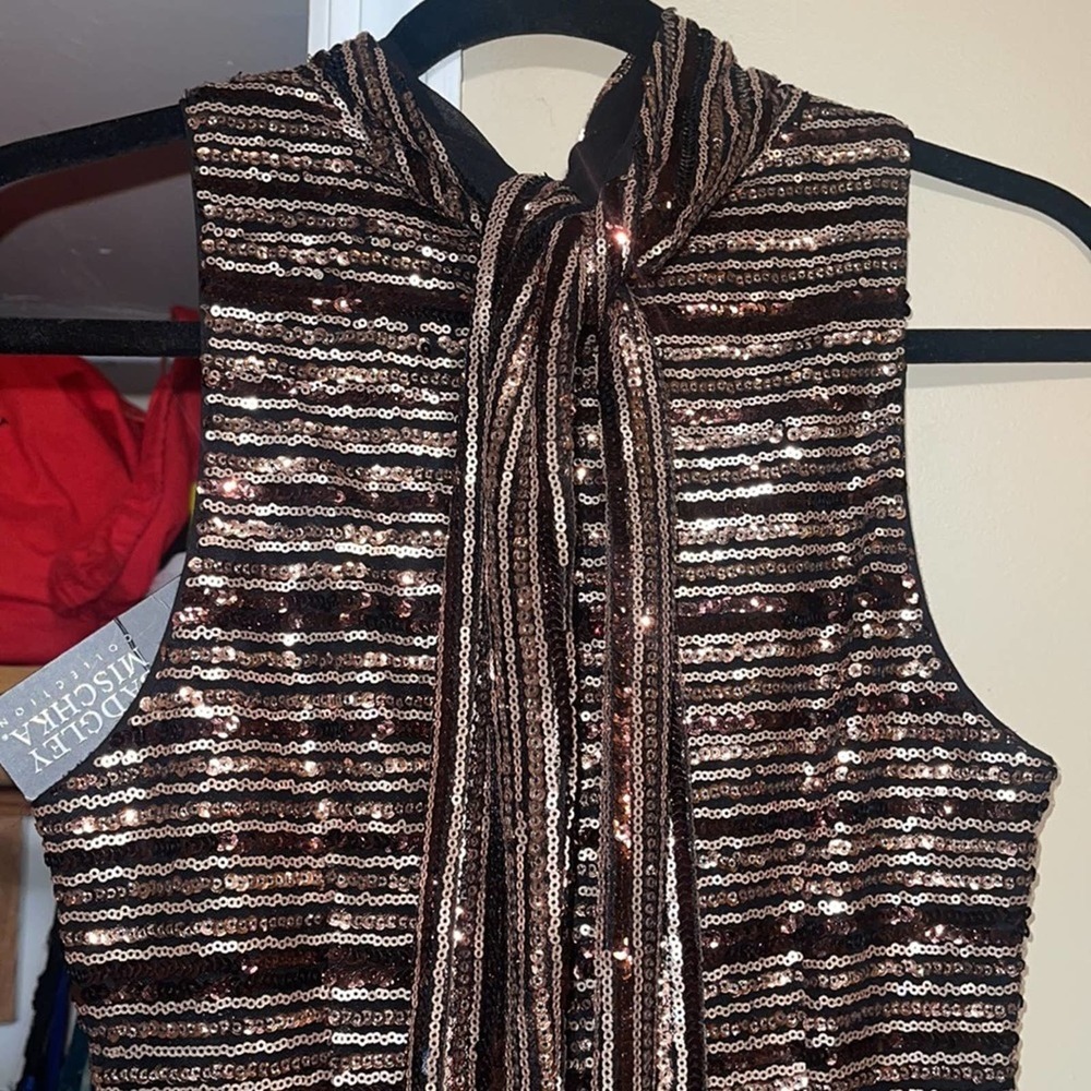 Badgley Mischka Collection Striped Sequin Gown - Picture 7 of 10